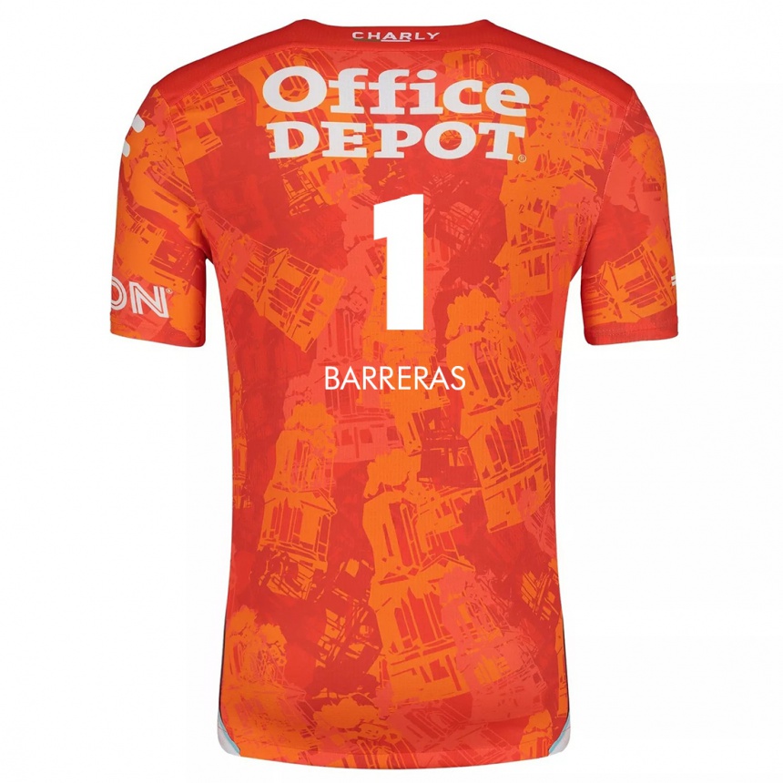 Niño Fútbol Camiseta Esthefanny Barreras #1 Naranja Blanco 2ª Equipación 2024/25 Perú