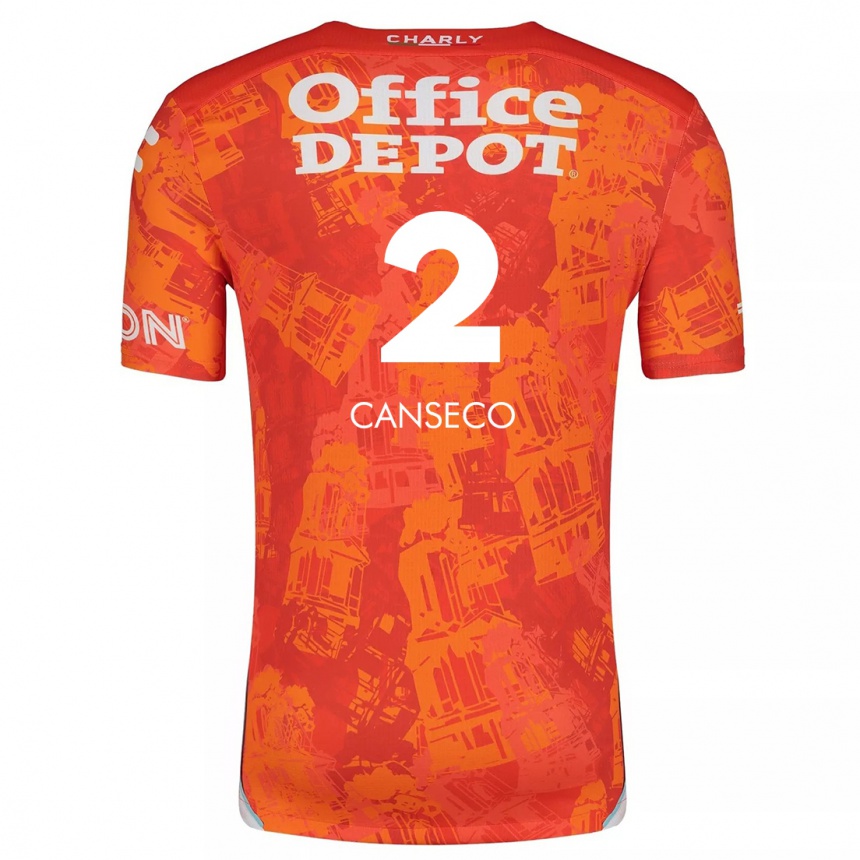 Niño Fútbol Camiseta Fernanda Canseco #2 Naranja Blanco 2ª Equipación 2024/25 Perú