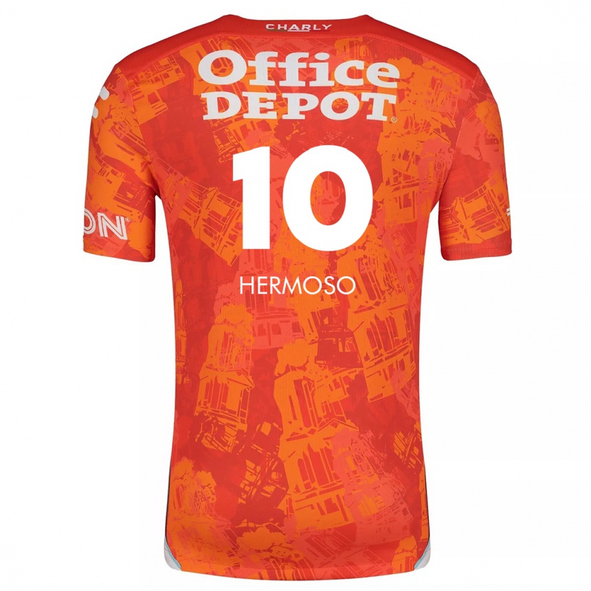 Niño Fútbol Camiseta Jennifer Hermoso #10 Naranja Blanco 2ª Equipación 2024/25 Perú