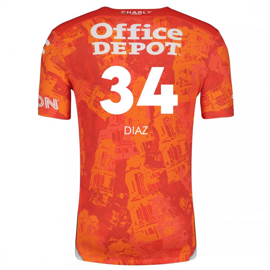 Niño Fútbol Camiseta Karen Díaz #34 Naranja Blanco 2ª Equipación 2024/25 Perú