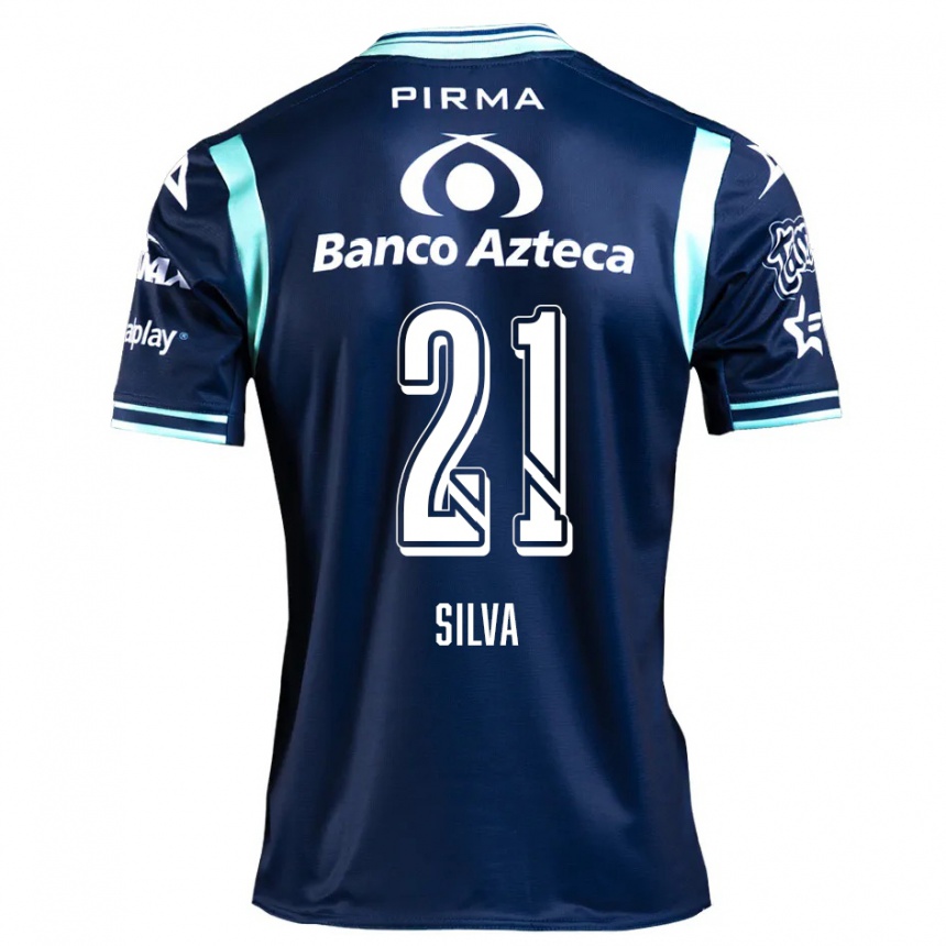 Niño Fútbol Camiseta Gastón Silva #21 Azul Marino 2ª Equipación 2024/25 Perú