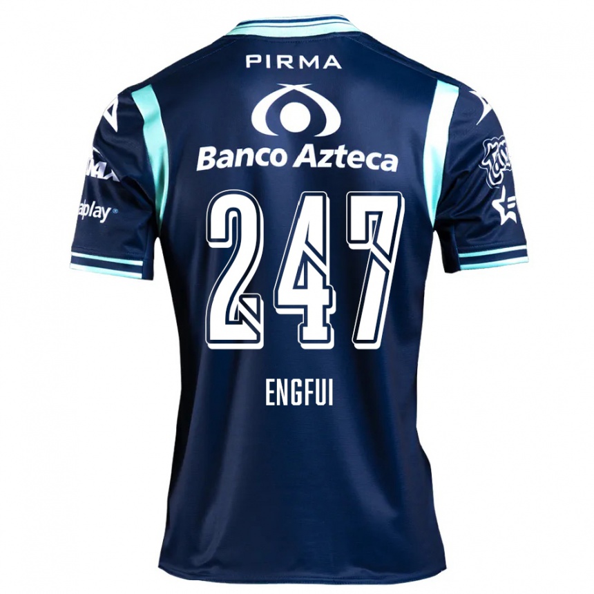 Niño Fútbol Camiseta Emilio Engfui #247 Azul Marino 2ª Equipación 2024/25 Perú