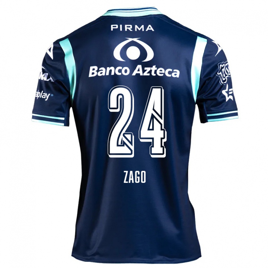 Niño Fútbol Camiseta Diego Zago #24 Azul Marino 2ª Equipación 2024/25 Perú