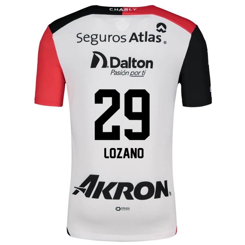 Niño Fútbol Camiseta Brian Lozano #29 Blanco Rojo Negro 2ª Equipación 2024/25 Perú