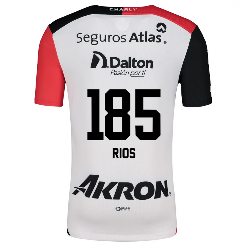 Niño Fútbol Camiseta Víctor Ríos #185 Blanco Rojo Negro 2ª Equipación 2024/25 Perú