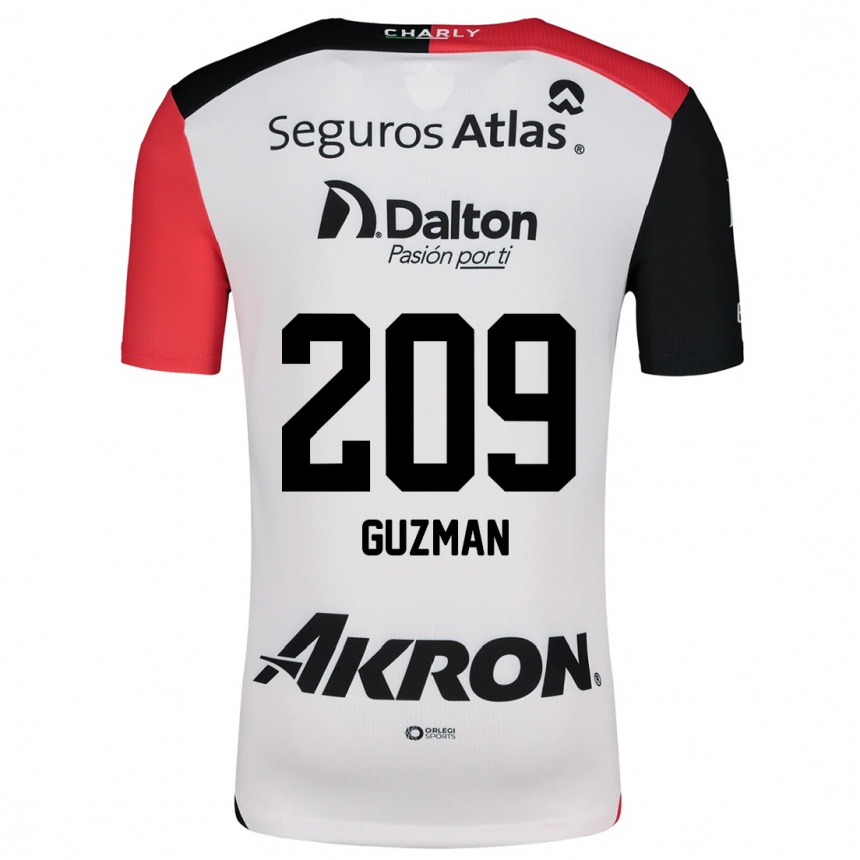 Niño Fútbol Camiseta Jorge Guzmán #209 Blanco Rojo Negro 2ª Equipación 2024/25 Perú