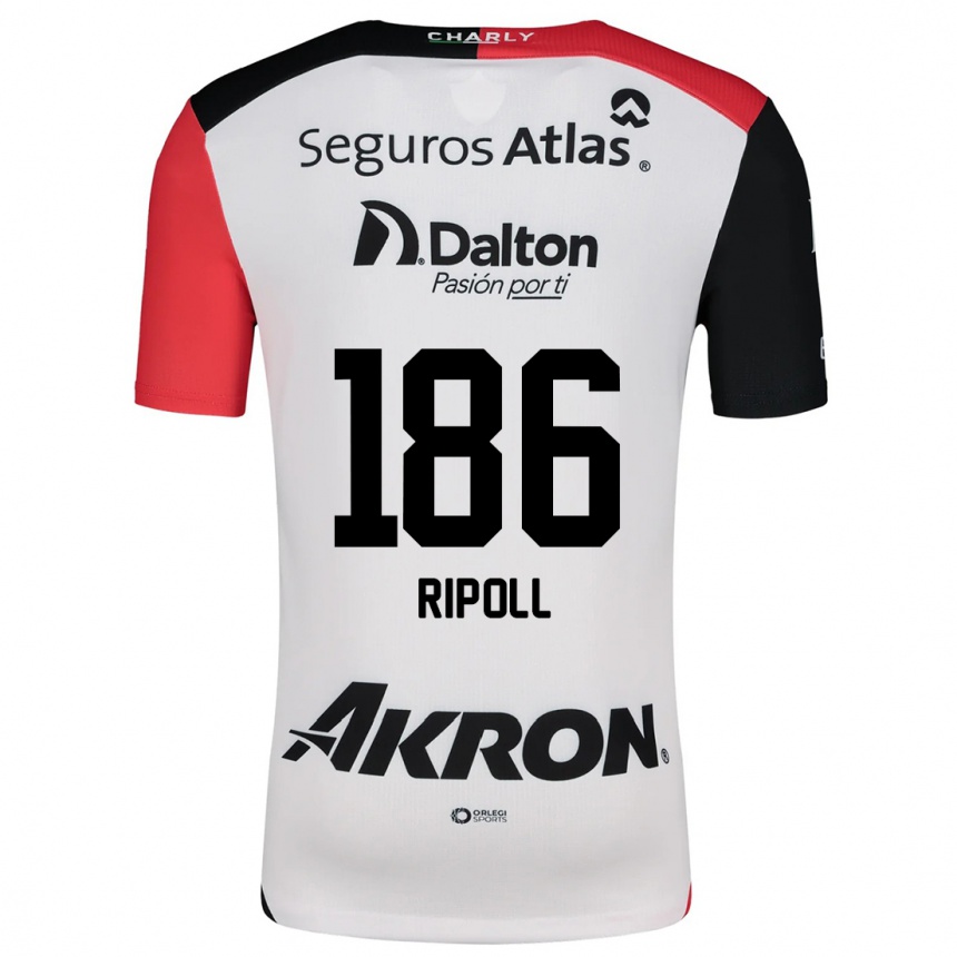 Niño Fútbol Camiseta Alonso Ripoll #186 Blanco Rojo Negro 2ª Equipación 2024/25 Perú