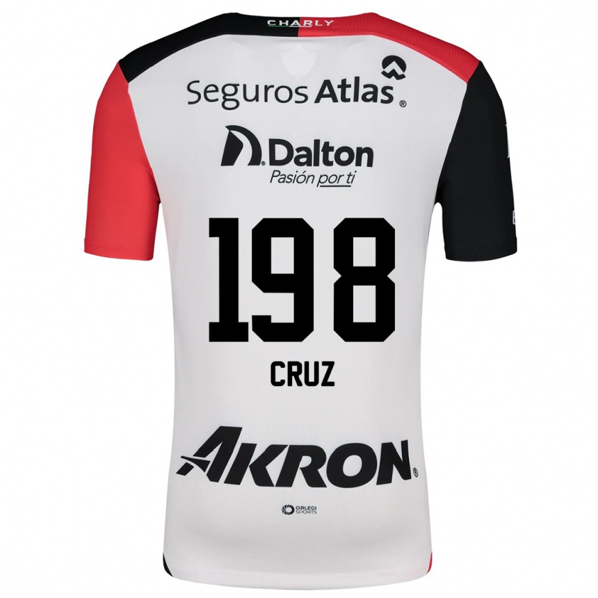 Niño Fútbol Camiseta Carlos Cruz #198 Blanco Rojo Negro 2ª Equipación 2024/25 Perú