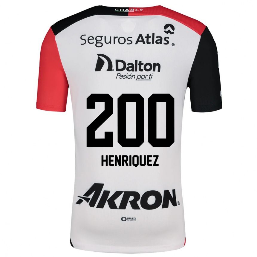 Niño Fútbol Camiseta Carlos Henríquez #200 Blanco Rojo Negro 2ª Equipación 2024/25 Perú