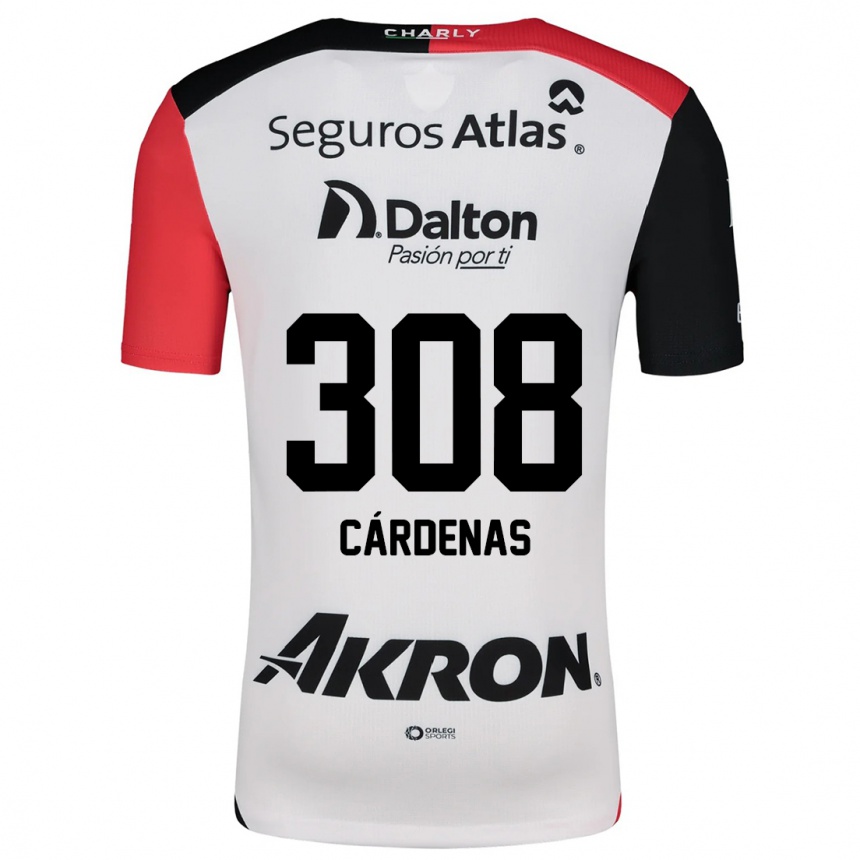 Niño Fútbol Camiseta Rodrigo Cárdenas #308 Blanco Rojo Negro 2ª Equipación 2024/25 Perú