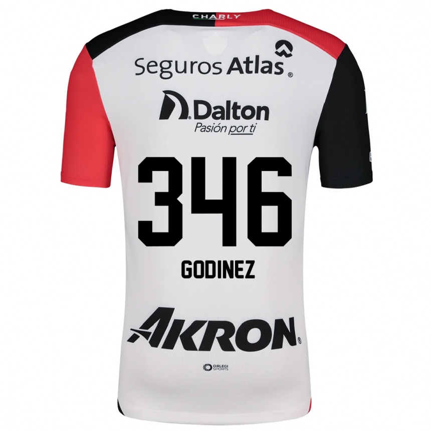 Niño Fútbol Camiseta Olmo Godínez #346 Blanco Rojo Negro 2ª Equipación 2024/25 Perú