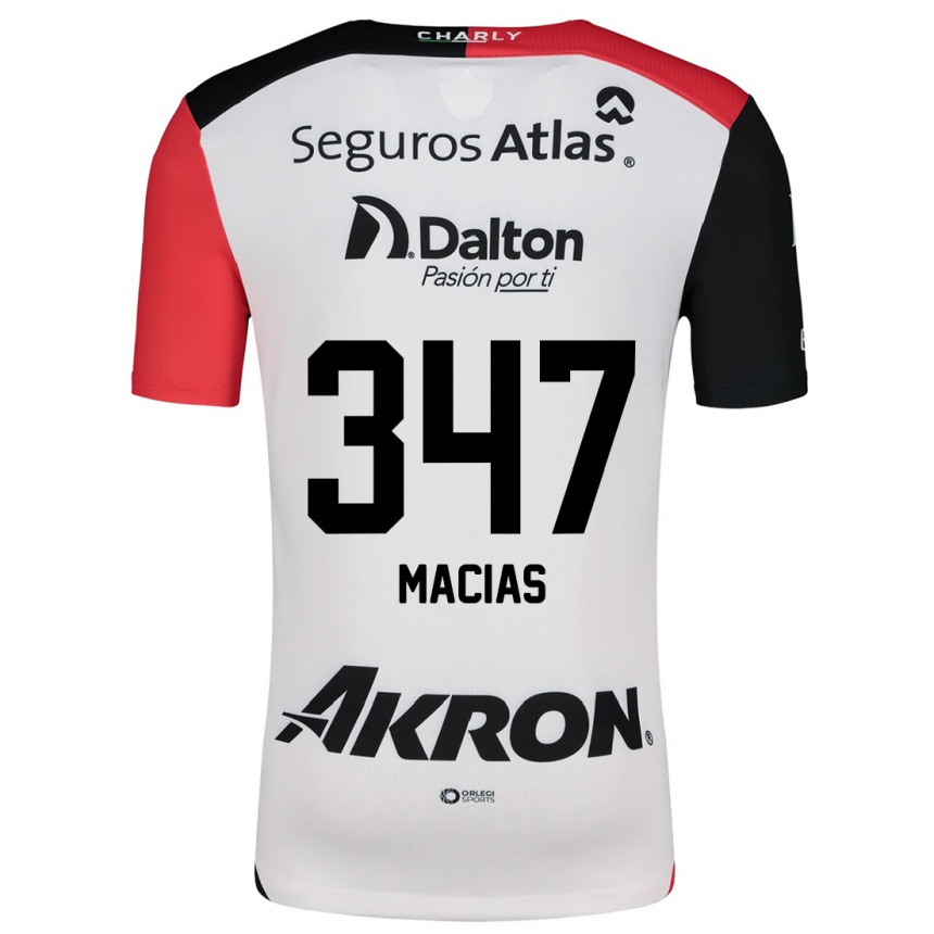 Niño Fútbol Camiseta Ángel Macías #347 Blanco Rojo Negro 2ª Equipación 2024/25 Perú