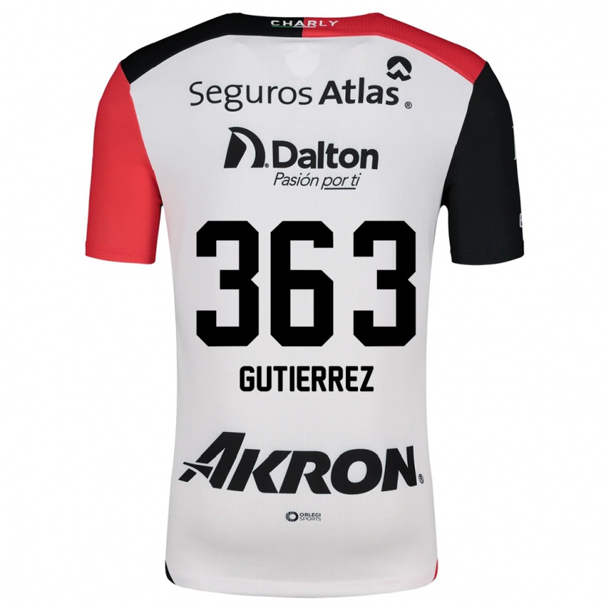 Niño Fútbol Camiseta Orlando Gutiérrez #363 Blanco Rojo Negro 2ª Equipación 2024/25 Perú