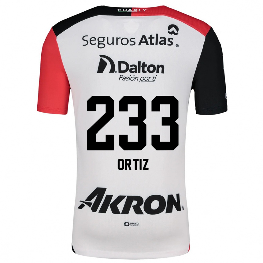 Niño Fútbol Camiseta Brandon Ortiz #233 Blanco Rojo Negro 2ª Equipación 2024/25 Perú