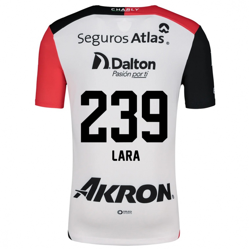 Niño Fútbol Camiseta Guadalupe Lara #239 Blanco Rojo Negro 2ª Equipación 2024/25 Perú