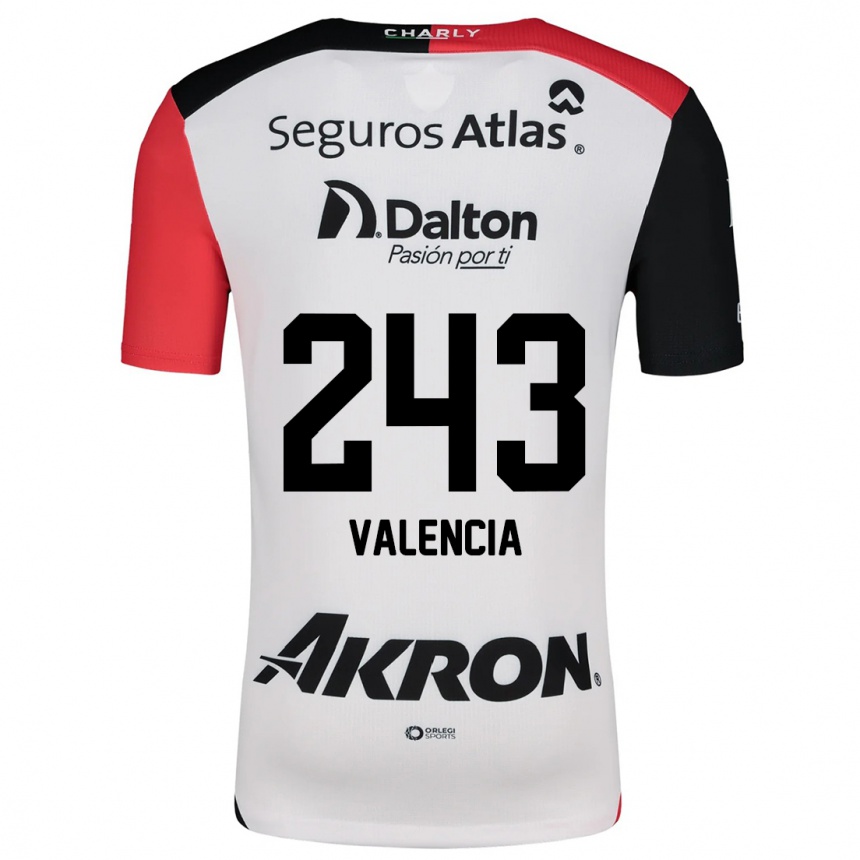 Niño Fútbol Camiseta Luis Valencia #243 Blanco Rojo Negro 2ª Equipación 2024/25 Perú