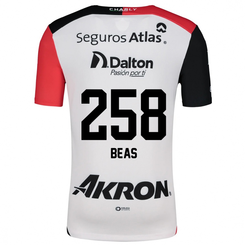 Niño Fútbol Camiseta Álvaro Beas #258 Blanco Rojo Negro 2ª Equipación 2024/25 Perú