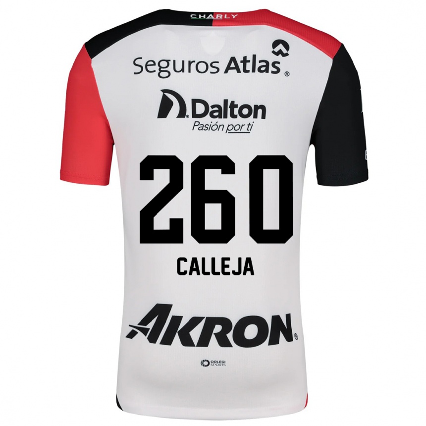 Niño Fútbol Camiseta Diego Calleja #260 Blanco Rojo Negro 2ª Equipación 2024/25 Perú