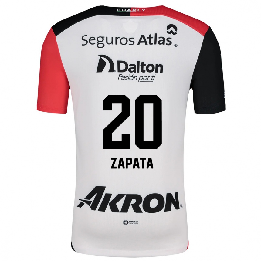 Niño Fútbol Camiseta Juan Zapata #20 Blanco Rojo Negro 2ª Equipación 2024/25 Perú