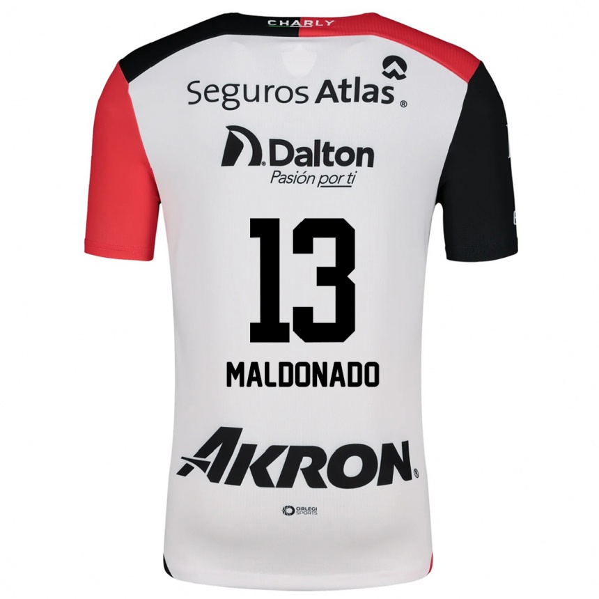 Niño Fútbol Camiseta Maritza Maldonado #13 Blanco Rojo Negro 2ª Equipación 2024/25 Perú