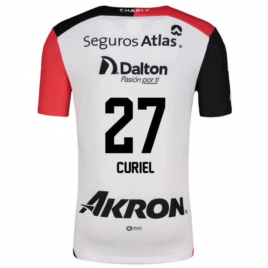 Niño Fútbol Camiseta Alexa Curiel #27 Blanco Rojo Negro 2ª Equipación 2024/25 Perú