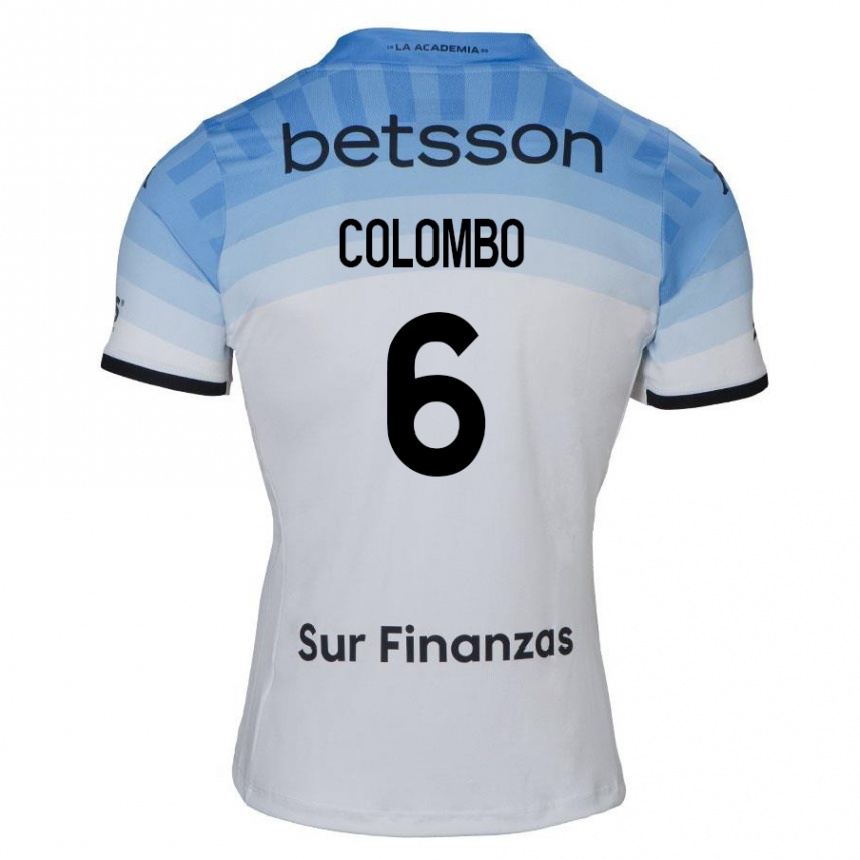 Niño Fútbol Camiseta Nazareno Colombo #6 Blanco Azul Negro 2ª Equipación 2024/25 Perú