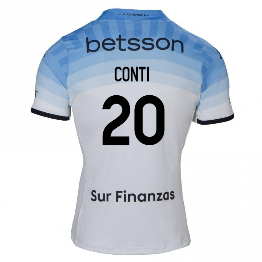 Niño Fútbol Camiseta Germán Conti #20 Blanco Azul Negro 2ª Equipación 2024/25 Perú