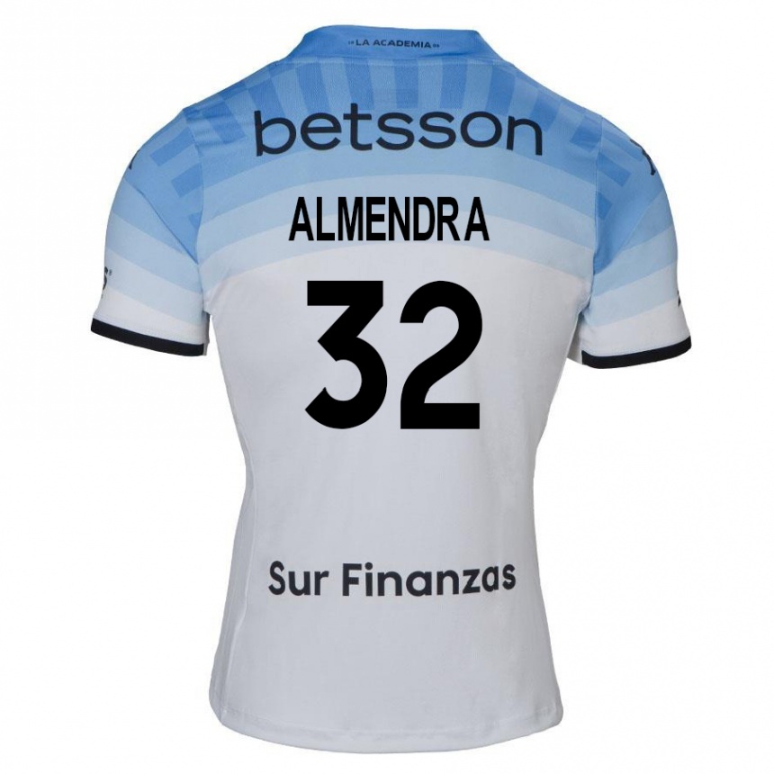 Niño Fútbol Camiseta Agustín Almendra #32 Blanco Azul Negro 2ª Equipación 2024/25 Perú