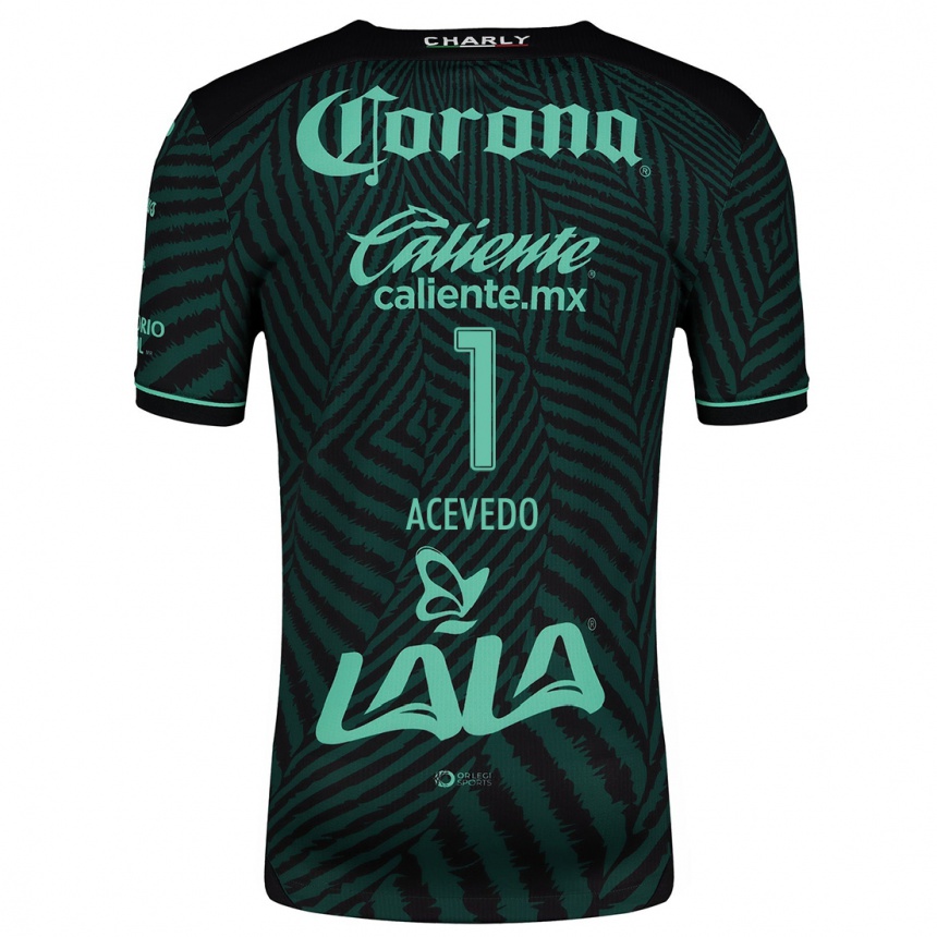 Niño Fútbol Camiseta Carlos Acevedo #1 Verde Negro 2ª Equipación 2024/25 Perú