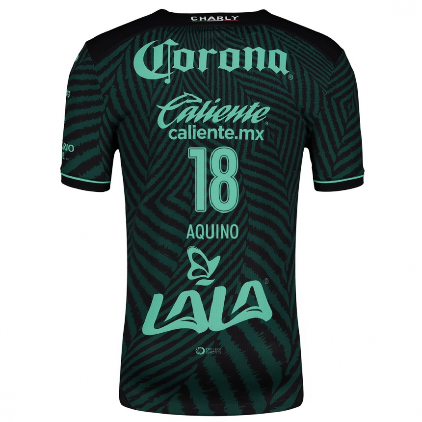 Niño Fútbol Camiseta Pedro Aquino #18 Verde Negro 2ª Equipación 2024/25 Perú