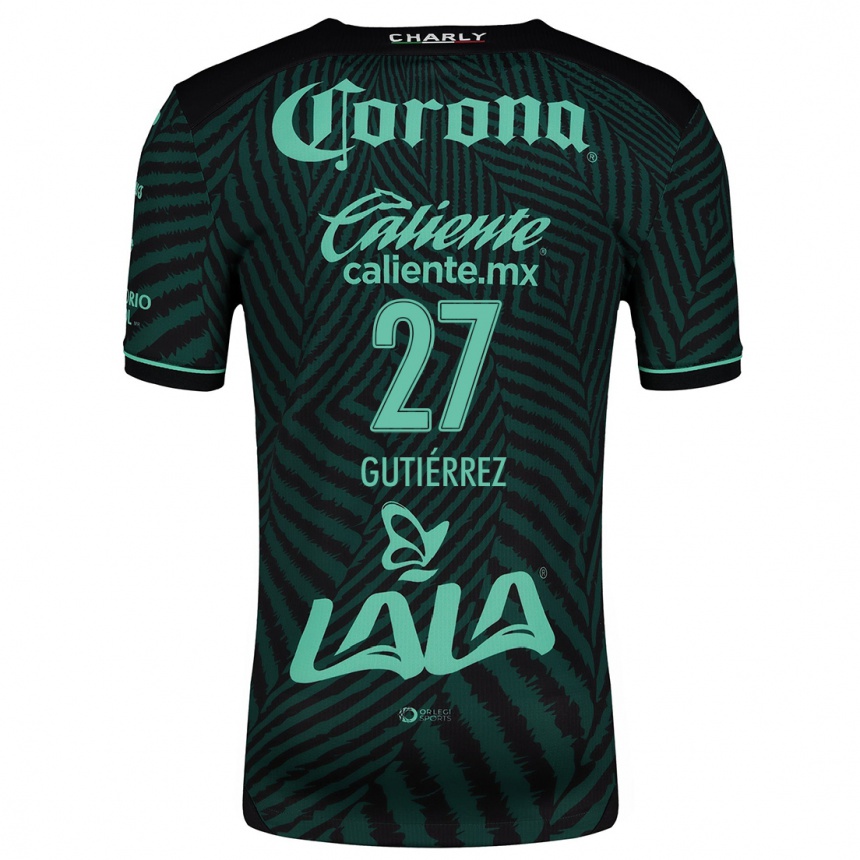 Niño Fútbol Camiseta Luis Gutiérrez #27 Verde Negro 2ª Equipación 2024/25 Perú