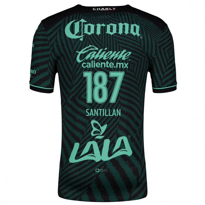 Niño Fútbol Camiseta Emilio Santillán #187 Verde Negro 2ª Equipación 2024/25 Perú