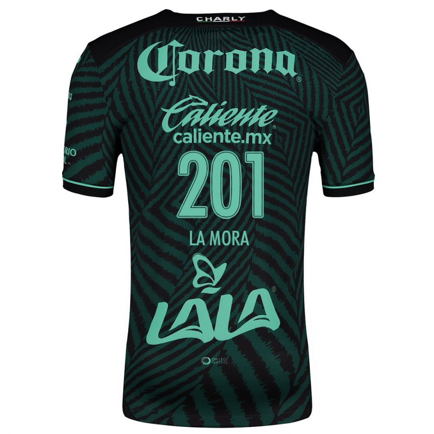 Niño Fútbol Camiseta Luis De La Mora #201 Verde Negro 2ª Equipación 2024/25 Perú