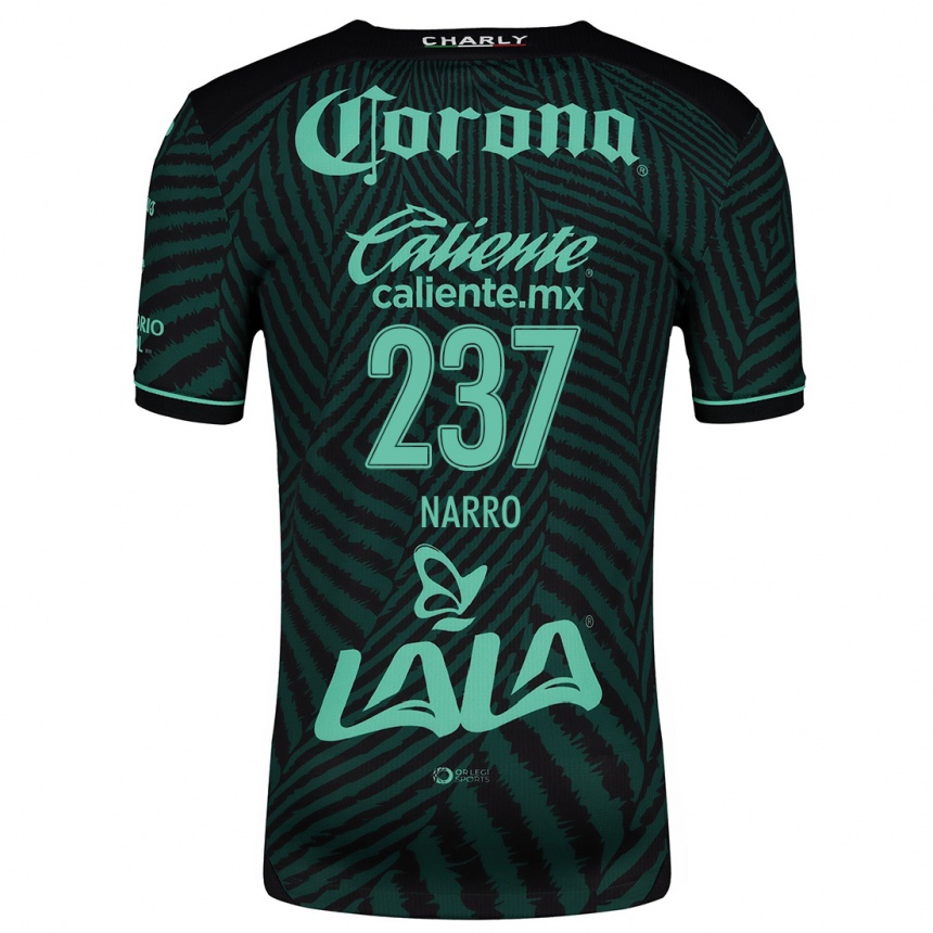 Niño Fútbol Camiseta Ernesto Narro #237 Verde Negro 2ª Equipación 2024/25 Perú