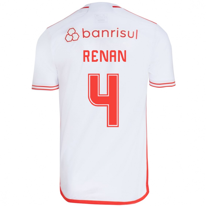 Niño Fútbol Camiseta Robert Renan #4 Blanco Rojo 2ª Equipación 2024/25 Perú