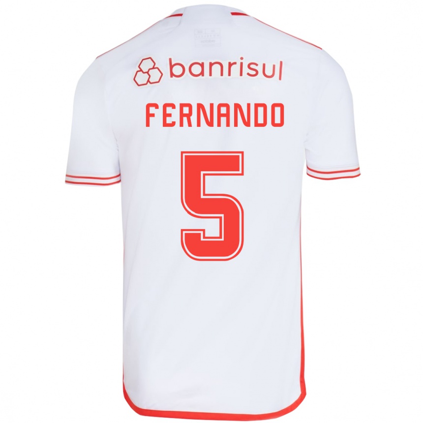 Niño Fútbol Camiseta Fernando #5 Blanco Rojo 2ª Equipación 2024/25 Perú