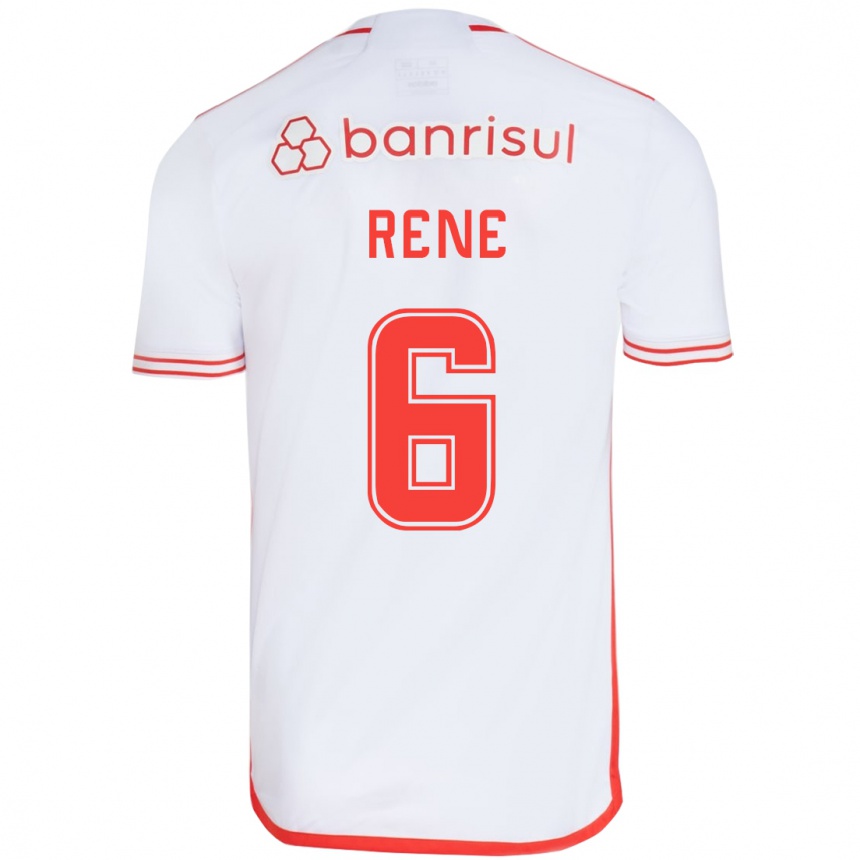 Niño Fútbol Camiseta Renê #6 Blanco Rojo 2ª Equipación 2024/25 Perú