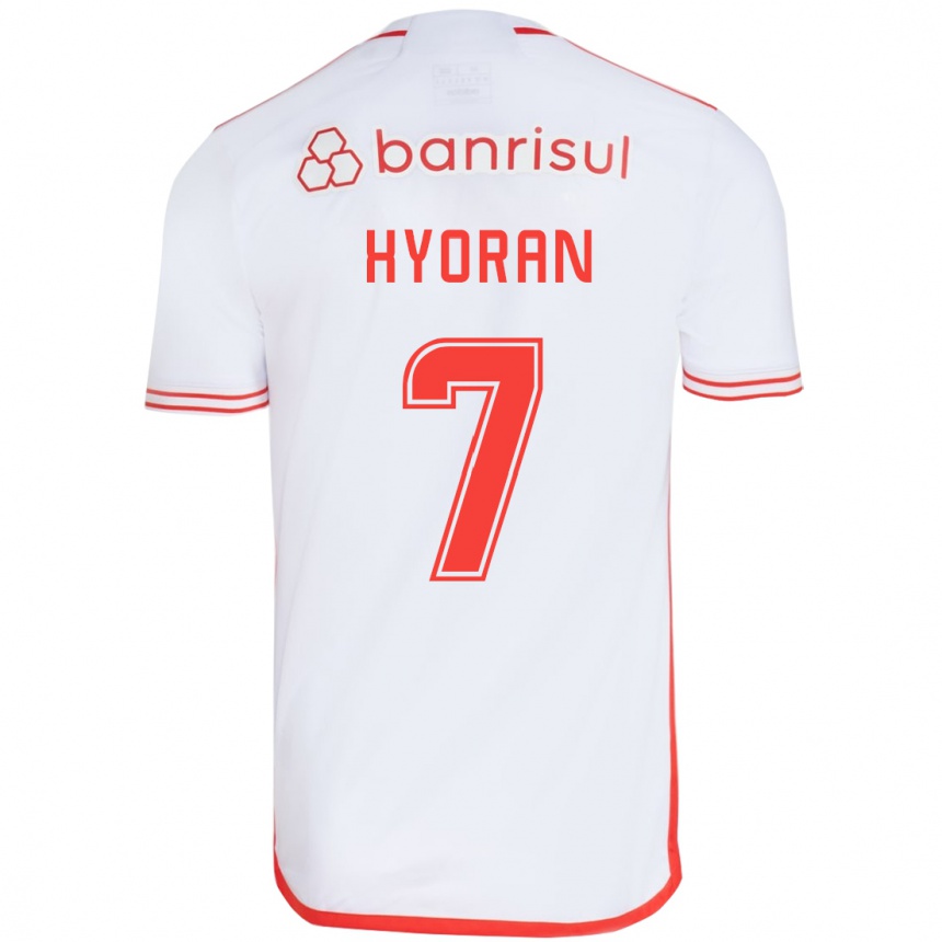 Niño Fútbol Camiseta Hyoran #7 Blanco Rojo 2ª Equipación 2024/25 Perú