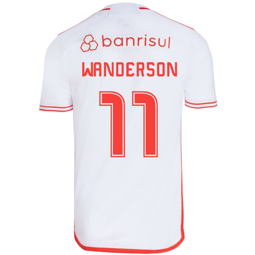 Niño Fútbol Camiseta Wanderson #11 Blanco Rojo 2ª Equipación 2024/25 Perú