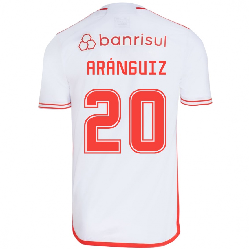 Niño Fútbol Camiseta Charles Aránguiz #20 Blanco Rojo 2ª Equipación 2024/25 Perú