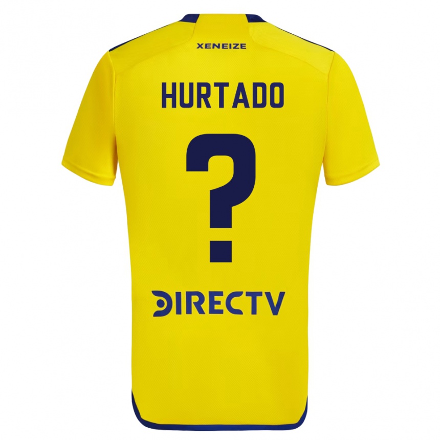 Niño Fútbol Camiseta Jan Hurtado #0 Amarillo Azul 2ª Equipación 2024/25 Perú