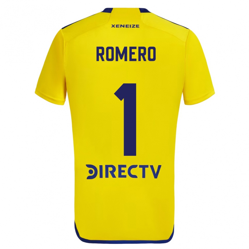 Niño Fútbol Camiseta Sergio Romero #1 Amarillo Azul 2ª Equipación 2024/25 Perú