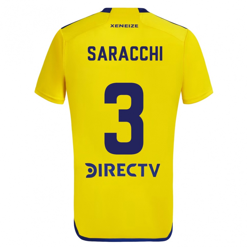 Niño Fútbol Camiseta Marcelo Saracchi #3 Amarillo Azul 2ª Equipación 2024/25 Perú