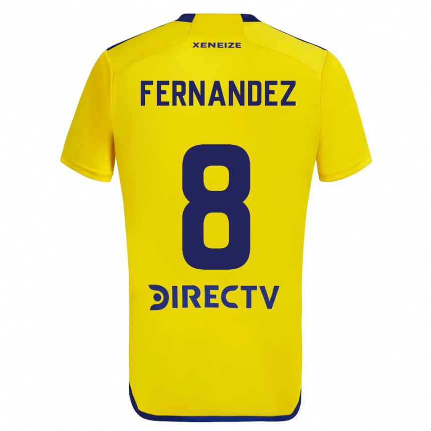 Niño Fútbol Camiseta Pol Fernández #8 Amarillo Azul 2ª Equipación 2024/25 Perú