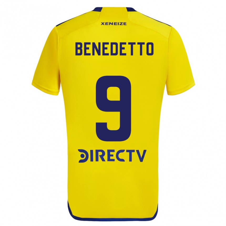 Niño Fútbol Camiseta Darío Benedetto #9 Amarillo Azul 2ª Equipación 2024/25 Perú