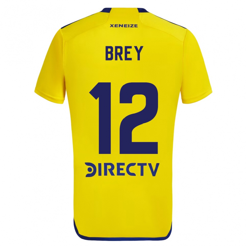 Niño Fútbol Camiseta Leandro Brey #12 Amarillo Azul 2ª Equipación 2024/25 Perú