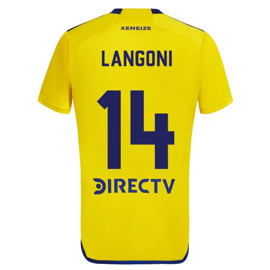 Niño Fútbol Camiseta Luca Langoni #14 Amarillo Azul 2ª Equipación 2024/25 Perú