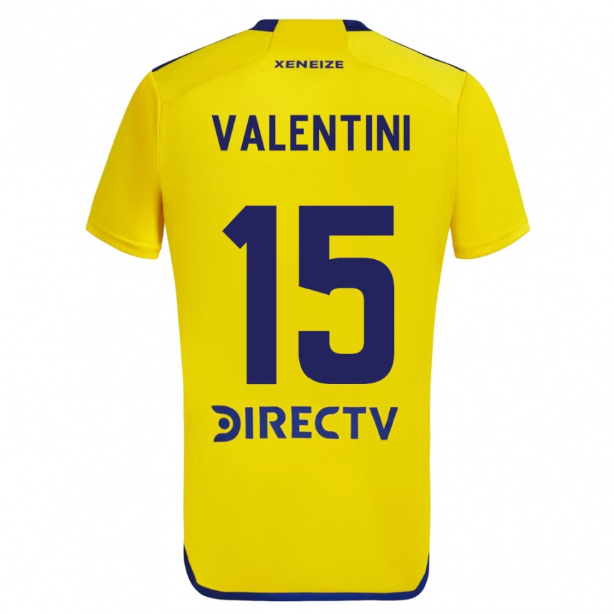 Niño Fútbol Camiseta Nicolás Valentini #15 Amarillo Azul 2ª Equipación 2024/25 Perú