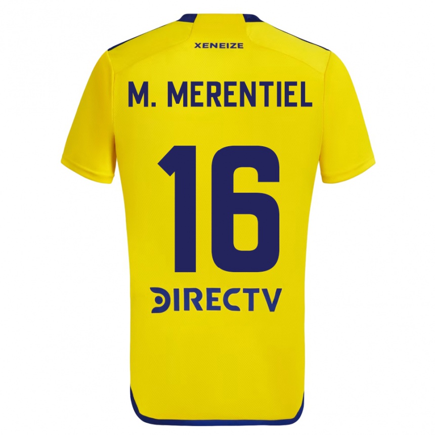 Niño Fútbol Camiseta Miguel Merentiel #16 Amarillo Azul 2ª Equipación 2024/25 Perú