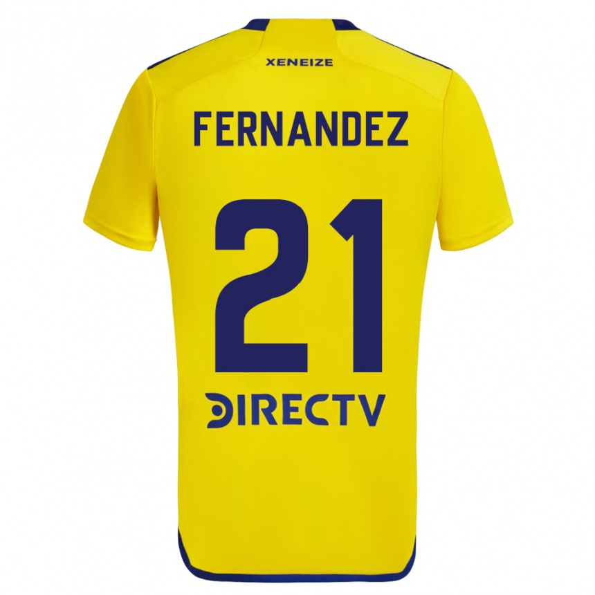 Niño Fútbol Camiseta Ezequiel Fernández #21 Amarillo Azul 2ª Equipación 2024/25 Perú